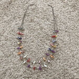 Unique, vintage bird necklace, glass bird necklace